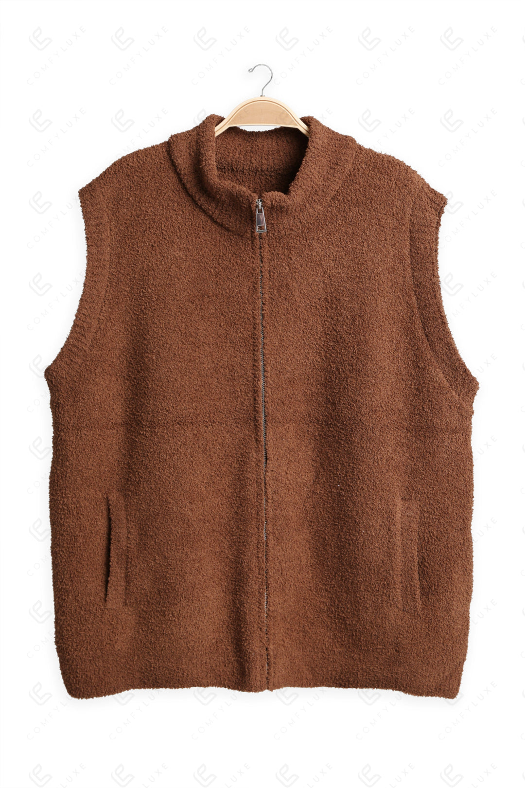 SOLID COLOR VEST MOCHA APPAREL