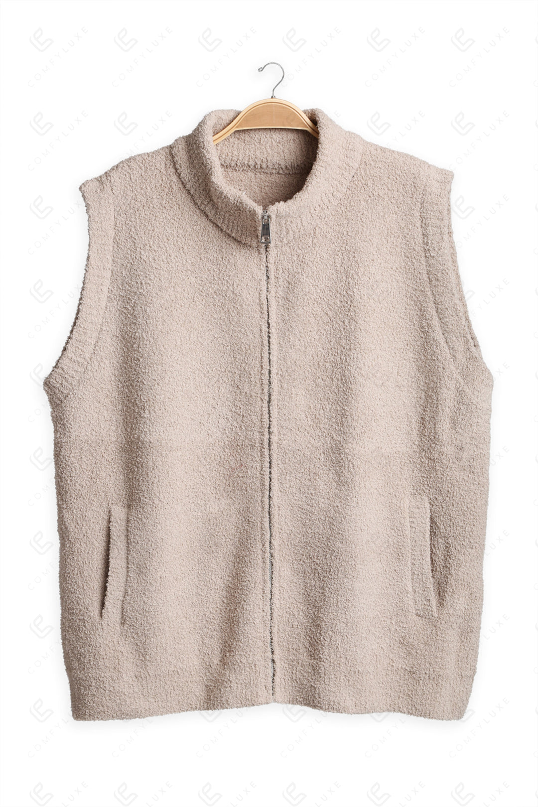 SOLID COLOR VEST BEIGE APPAREL