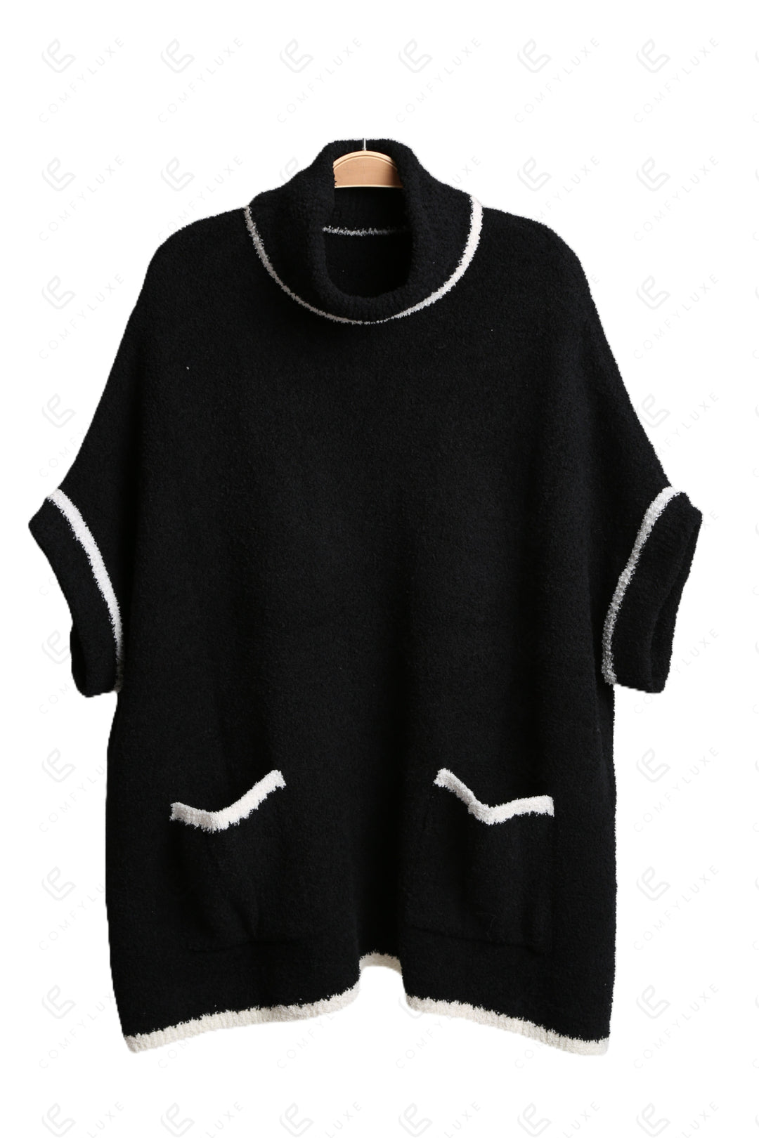 SOLID COLOR W/ COLORED EDGE PATTERN SWEATER APPAREL