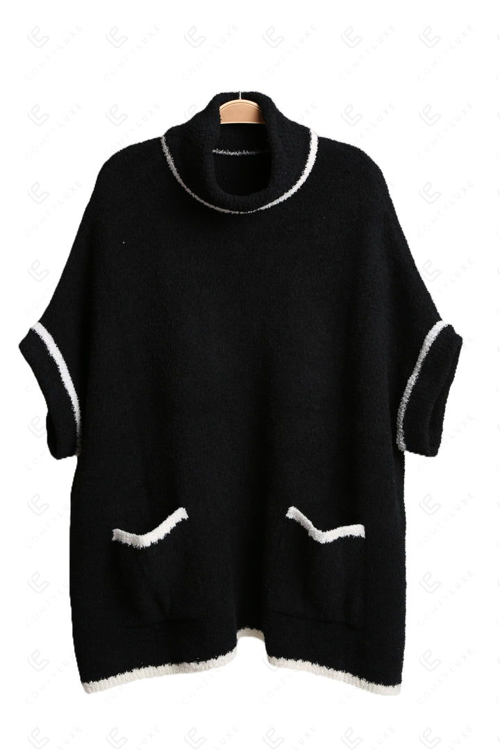 SOLID COLOR W/ COLORED EDGE PATTERN SWEATER APPAREL