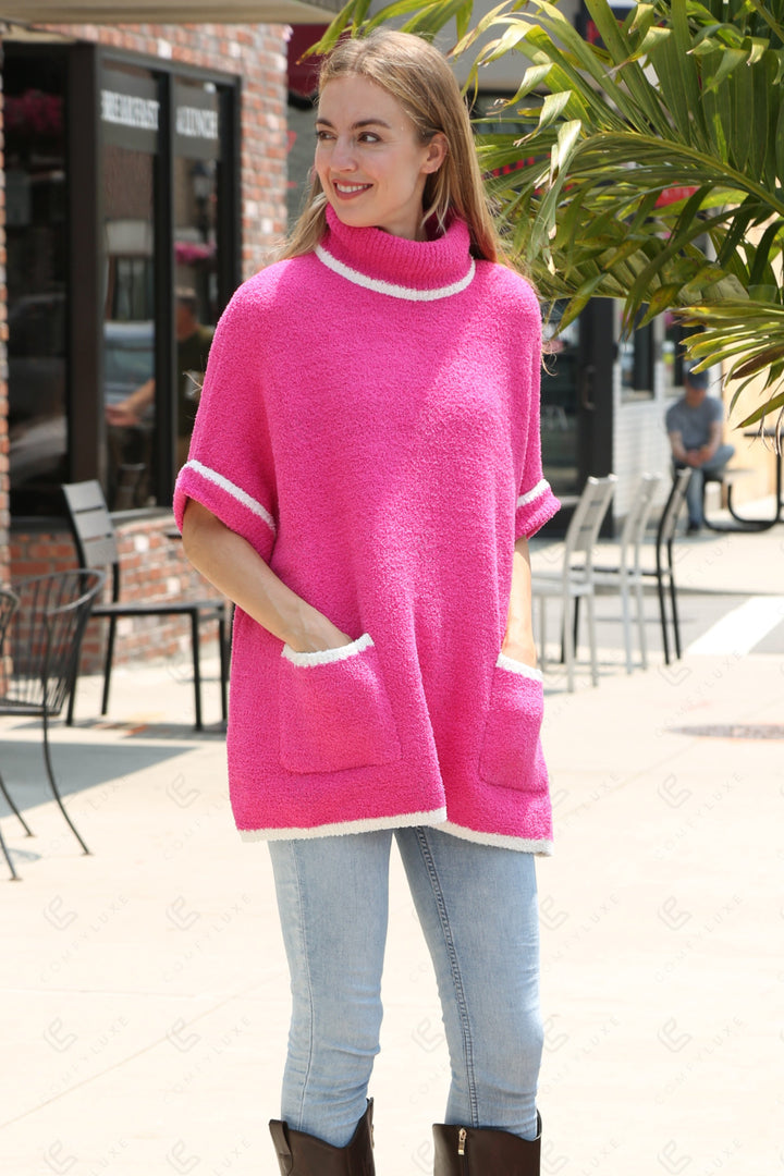 SOLID COLOR W/ COLORED EDGE PATTERN SWEATER APPAREL
