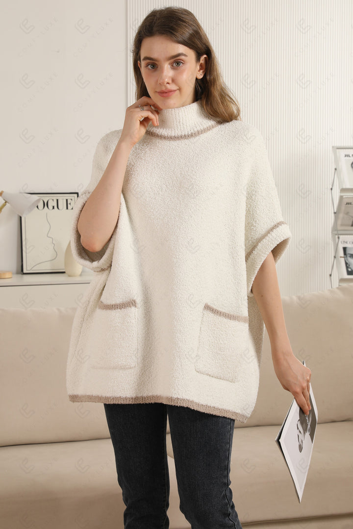 SOLID COLOR W/ COLORED EDGE PATTERN SWEATER APPAREL