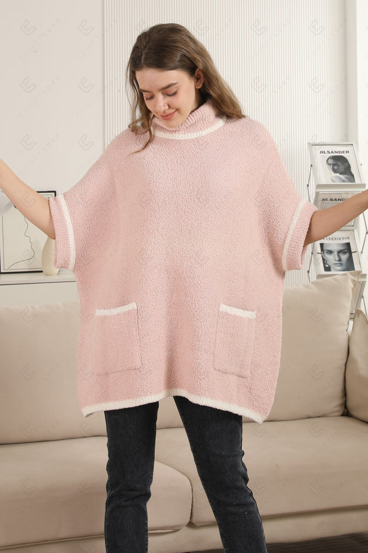 SOLID COLOR W/ COLORED EDGE PATTERN SWEATER APPAREL
