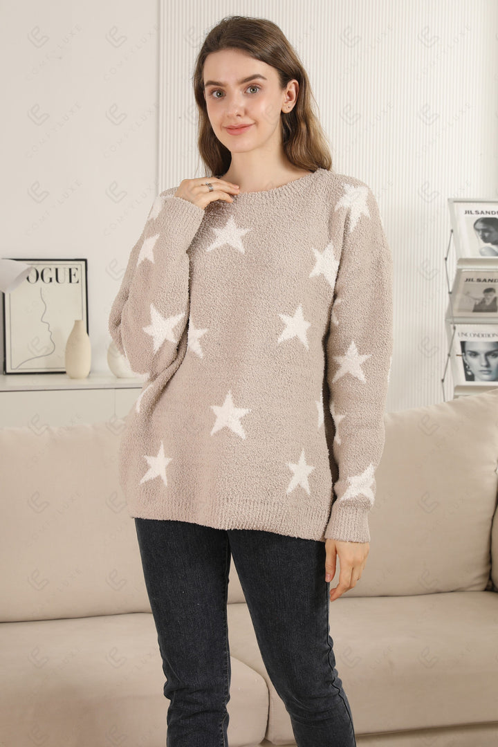 STAR PATTERN SWEATER BEIGE APPAREL