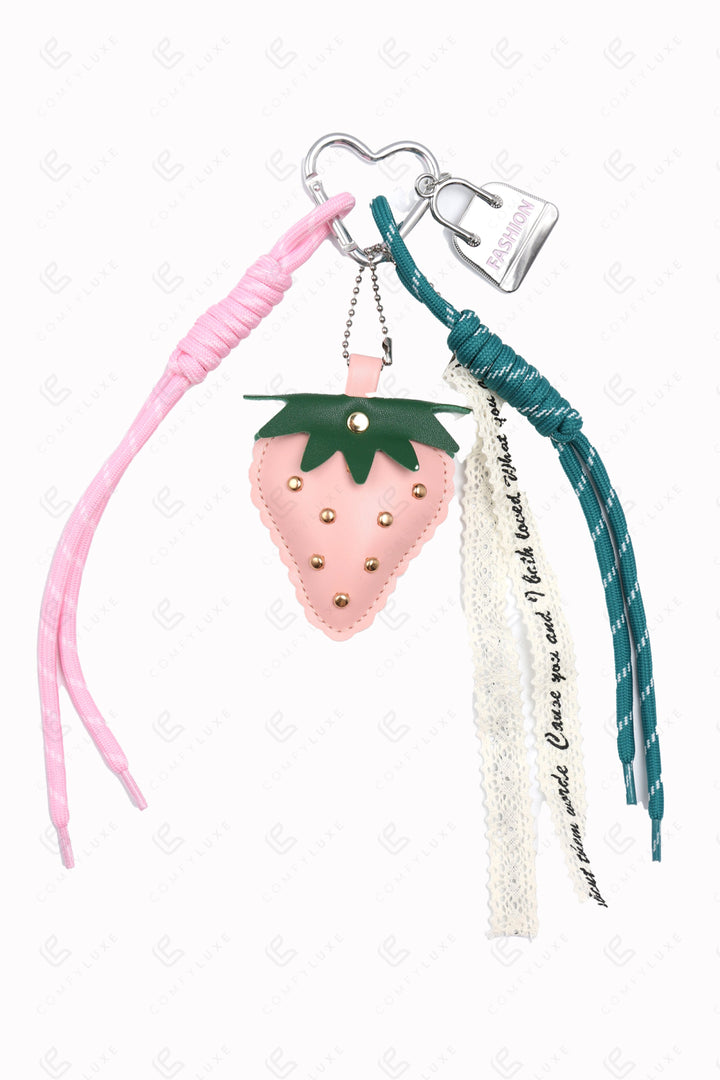 STRAWBERRY KEYCHAIN/BAG CHARM PINK KEYCHAINS
