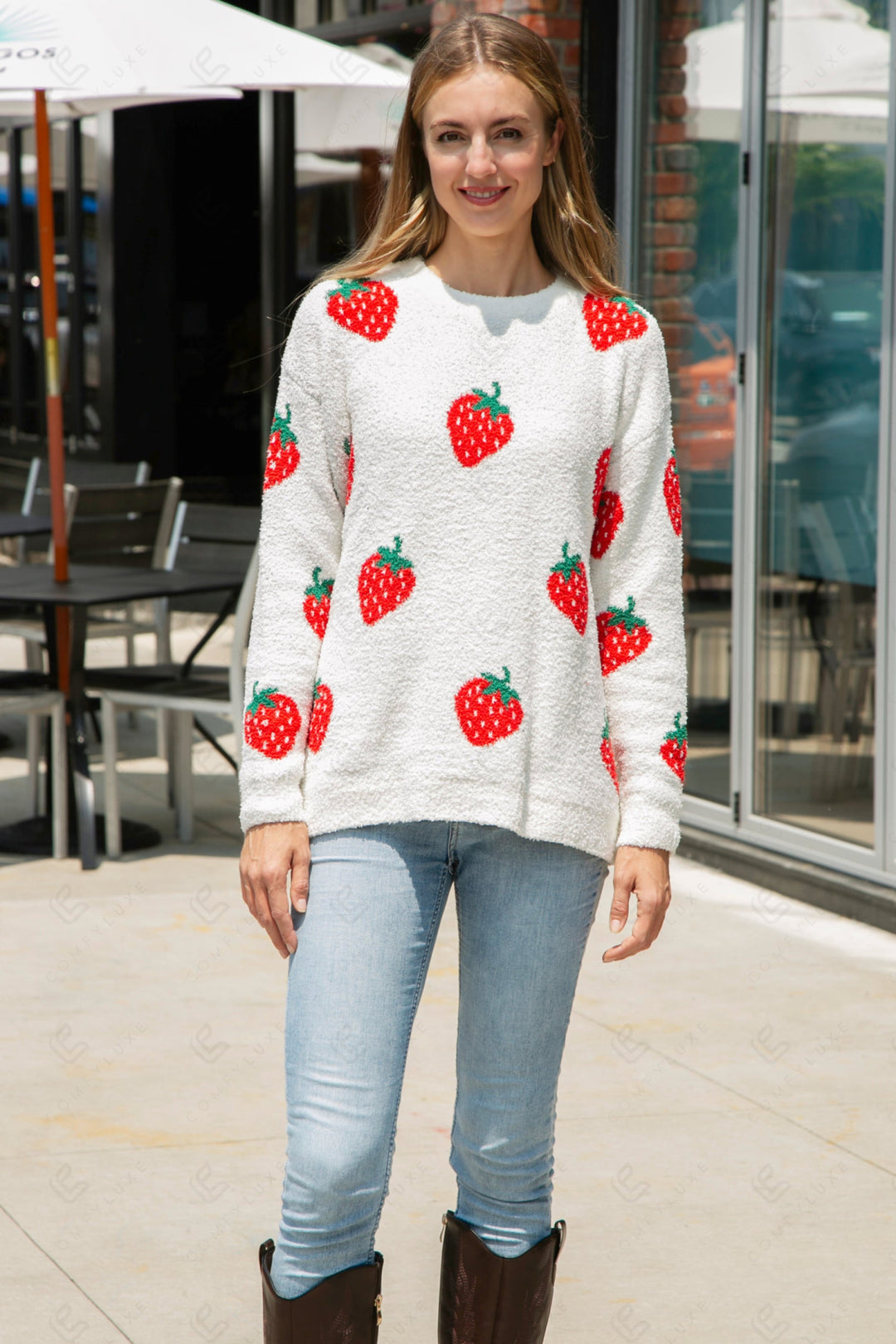 STRAWBERRY PATTERN SWEATER RED APPAREL