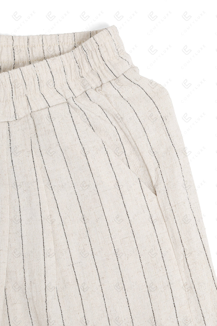 STRIPED PATTERN PANTS BEIGE APPAREL