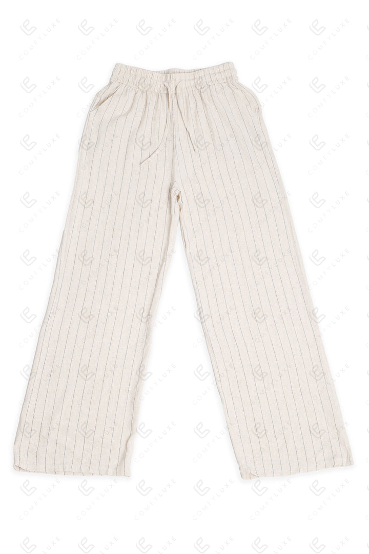 STRIPED PATTERN PANTS BEIGE APPAREL