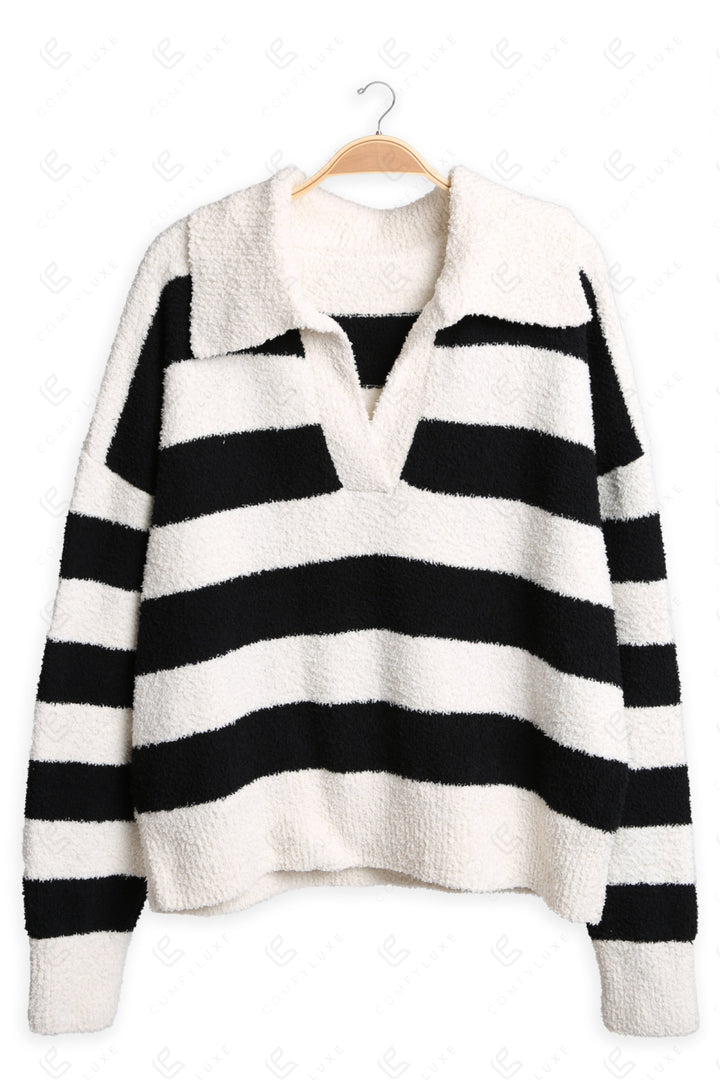 STRIPED PATTERN SWEATER BLACK/WHITE APPAREL