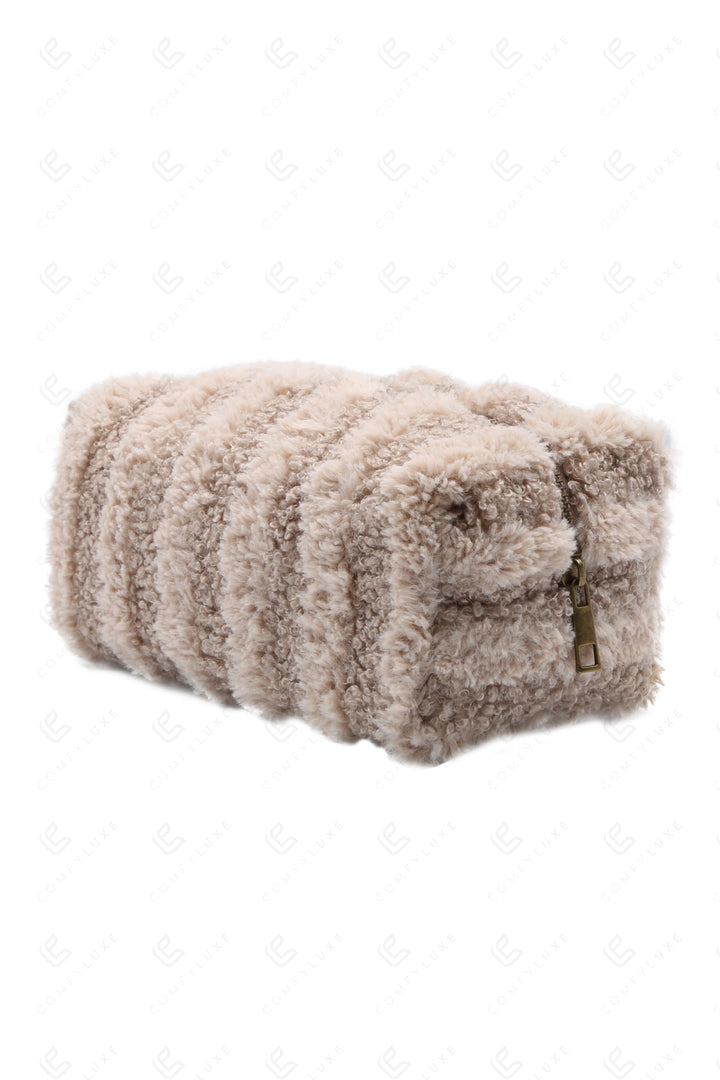 STRIPED PATTERN TRAVEL POUCH KHAKI BAGS