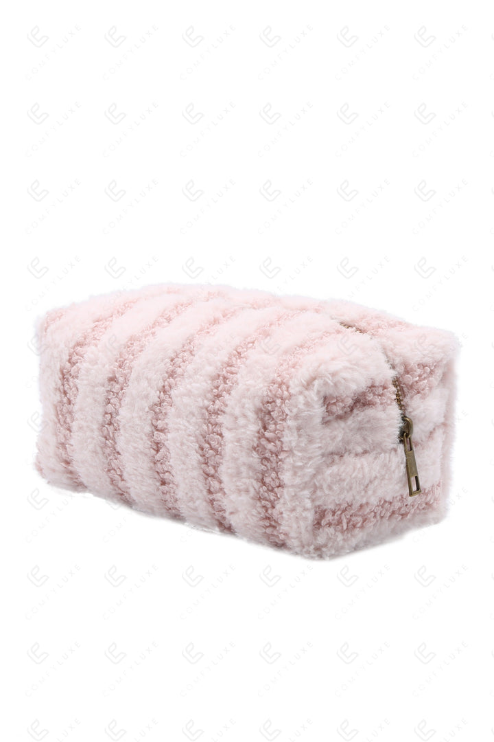 STRIPED PATTERN TRAVEL POUCH PINK BAGS