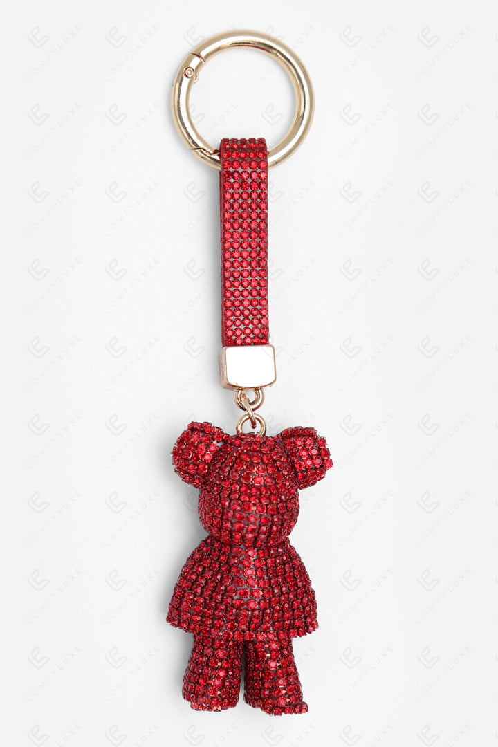 TEDDY BEAR KEYCHAIN/BAG CHARM RED KEYCHAINS