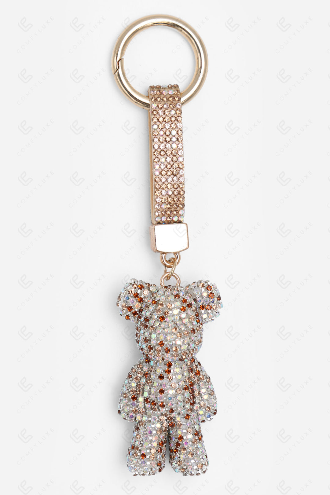 TEDDY BEAR KEYCHAIN/BAG CHARM WHITE/GOLD KEYCHAINS