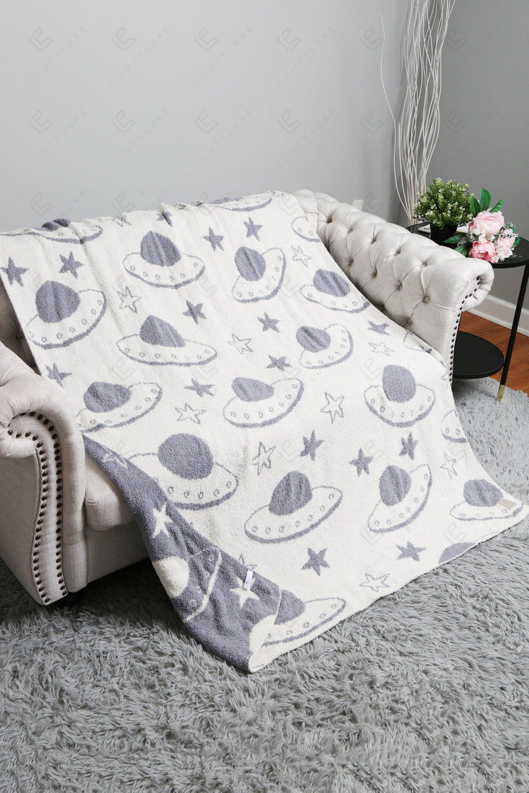 UFO &amp; STAR PATTERN THROW BLANKET UFO THROW BLANKETS