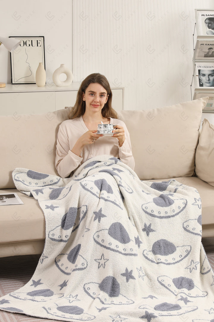 UFO &amp; STAR PATTERN THROW BLANKET UFO THROW BLANKETS