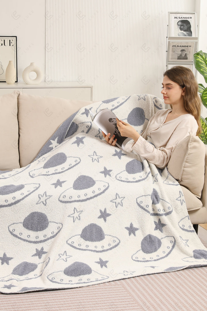 UFO &amp; STAR PATTERN THROW BLANKET UFO THROW BLANKETS