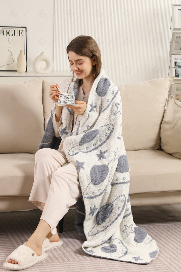UFO &amp; STAR PATTERN THROW BLANKET UFO THROW BLANKETS