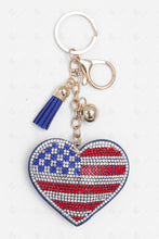 Load image into Gallery viewer, USA FLAG &amp; HEART KEYCHAIN/BAG CHARM FLAG KEYCHAINS
