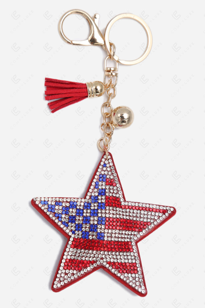 USA FLAG &amp; STAR KEYCHAIN/BAG CHARM FLAG KEYCHAINS