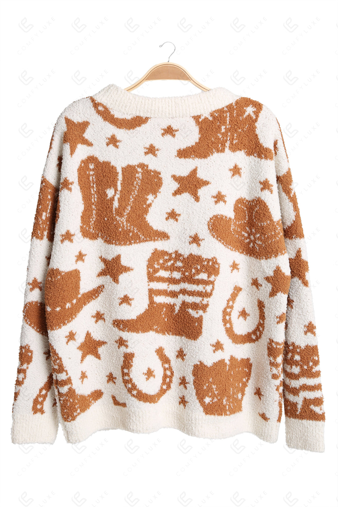 WESTERN PATTERN SWEATER BROWN APPAREL