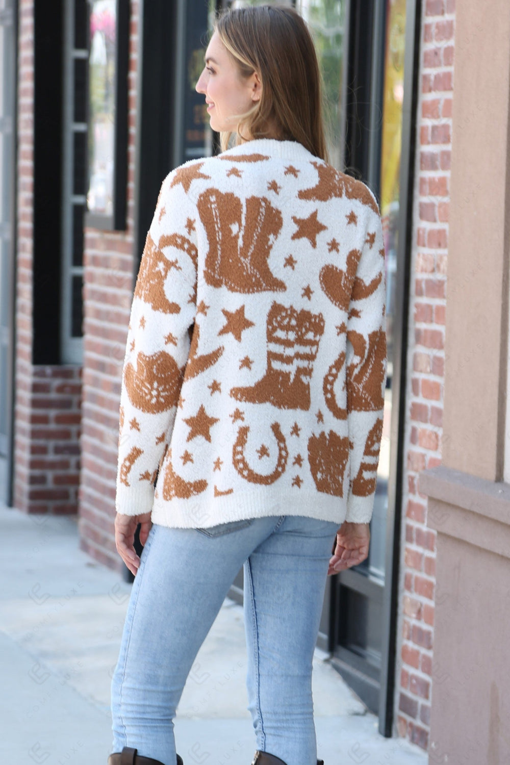 WESTERN PATTERN SWEATER BROWN APPAREL