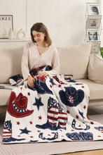 Load image into Gallery viewer, WESTERN PATTERN THROW BLANKET RED/NAVY THROW BLANKETS
