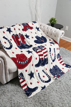 Load image into Gallery viewer, WESTERN PATTERN THROW BLANKET RED/NAVY THROW BLANKETS
